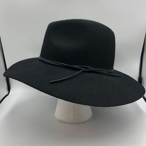 Phenix Women's Black Felt 100% Wool Wide Brim Floppy Sun Hat One Size Fits All - Picture 4 of 7